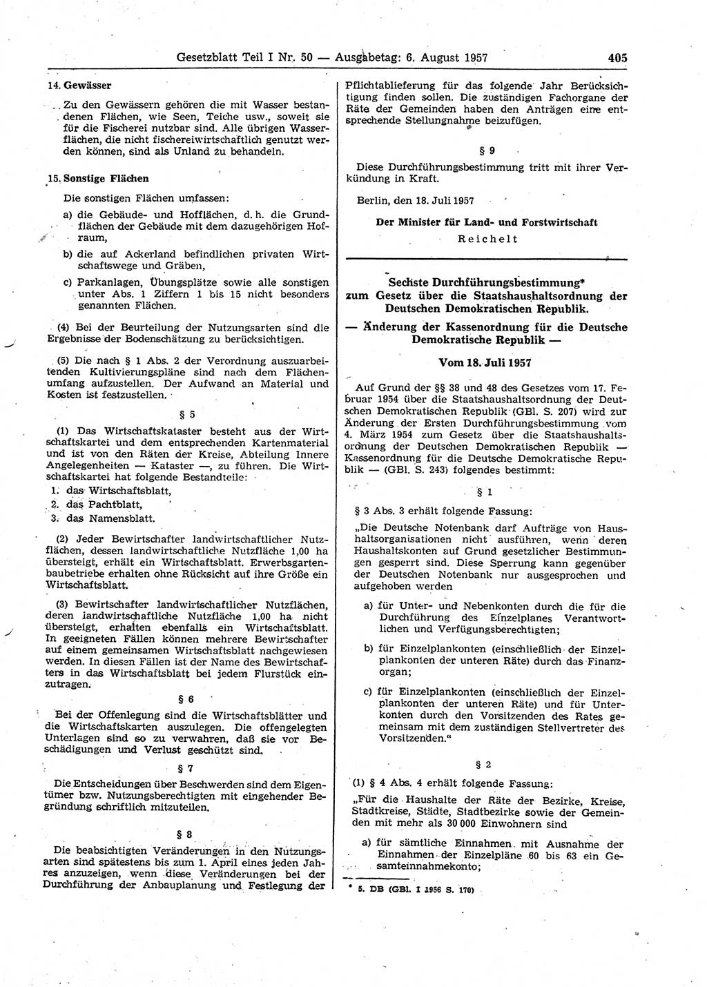 Gesetzblatt (GBl.) der Deutschen Demokratischen Republik (DDR) Teil Ⅰ 1957, Seite 405 (GBl. DDR Ⅰ 1957, S. 405)