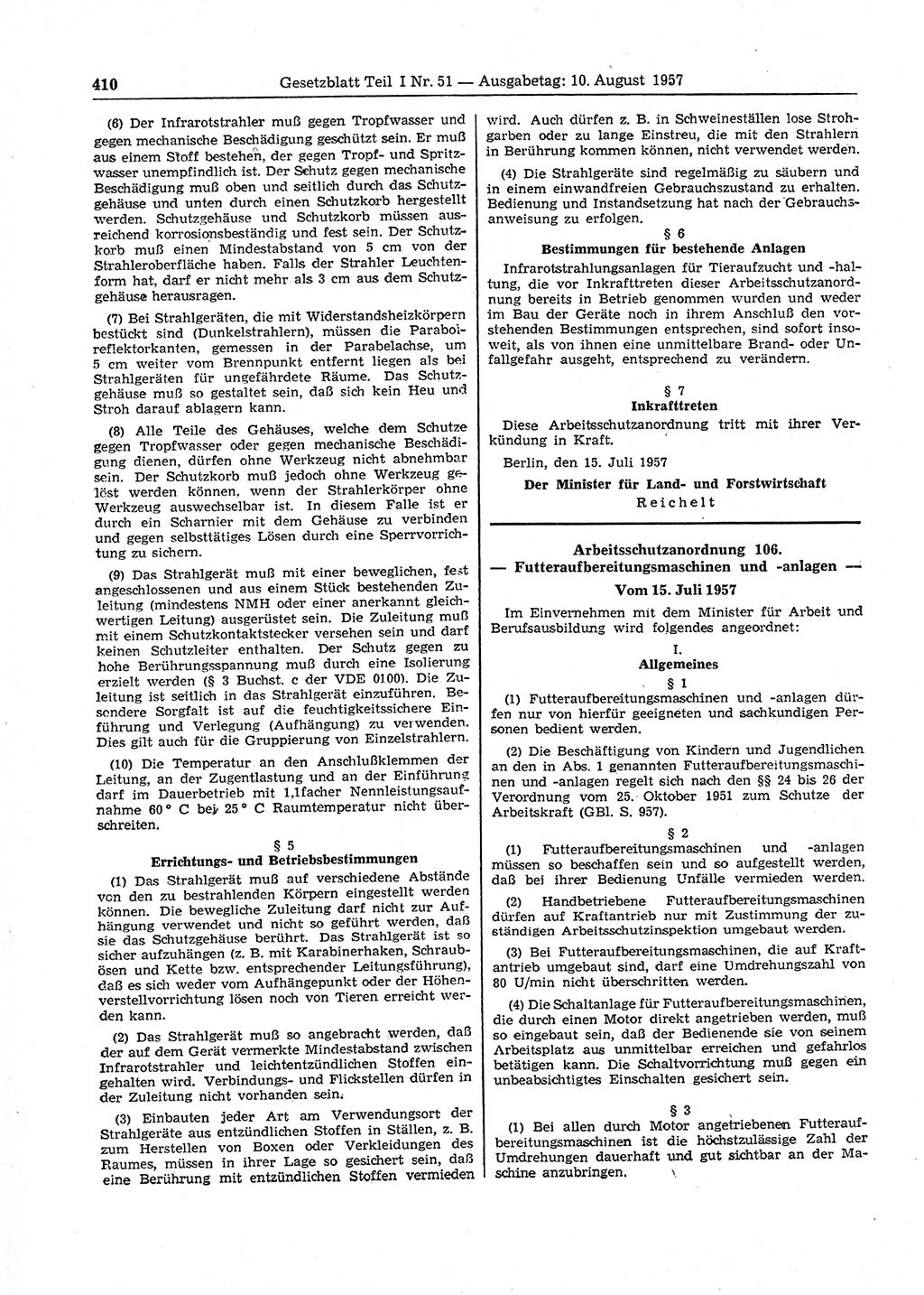 Gesetzblatt (GBl.) der Deutschen Demokratischen Republik (DDR) Teil Ⅰ 1957, Seite 410 (GBl. DDR Ⅰ 1957, S. 410)