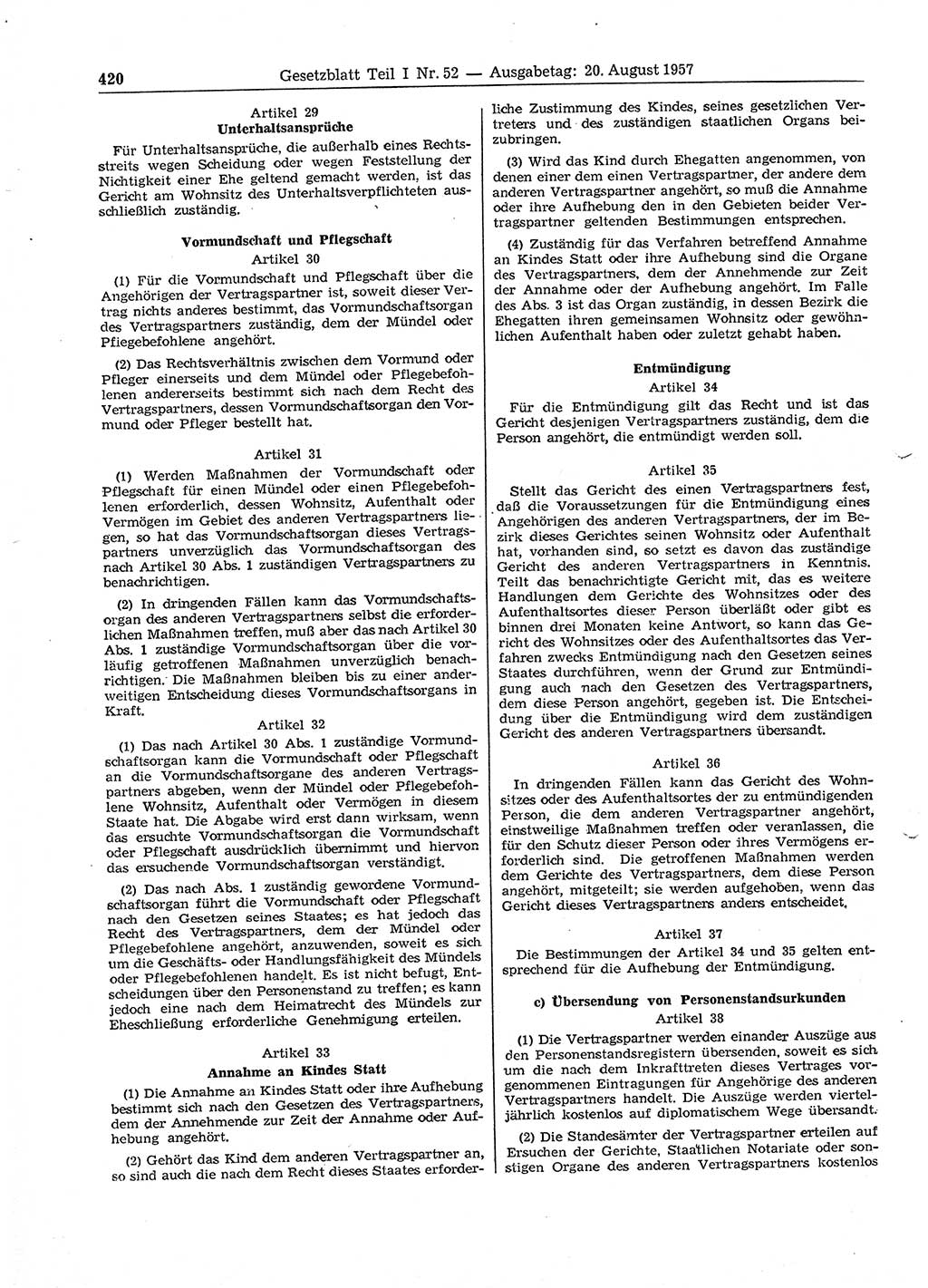 Gesetzblatt (GBl.) der Deutschen Demokratischen Republik (DDR) Teil â… 1957, Seite 420 (GBl. DDR â… 1957, S. 420)