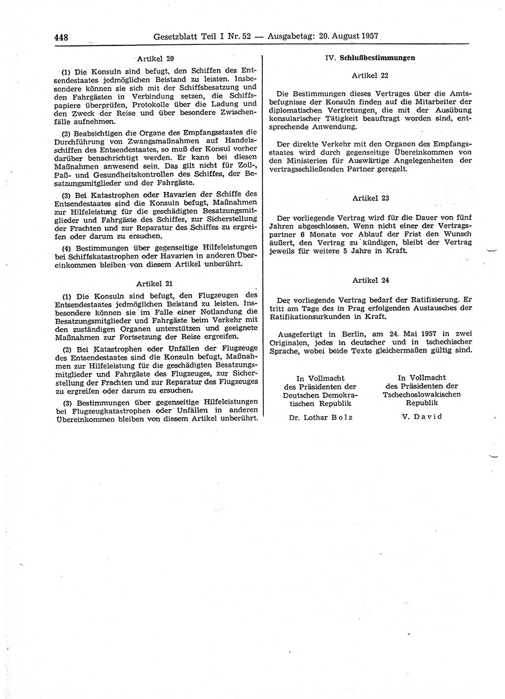 Gesetzblatt (GBl.) der Deutschen Demokratischen Republik (DDR) Teil Ⅰ 1957, Seite 448 (GBl. DDR Ⅰ 1957, S. 448)