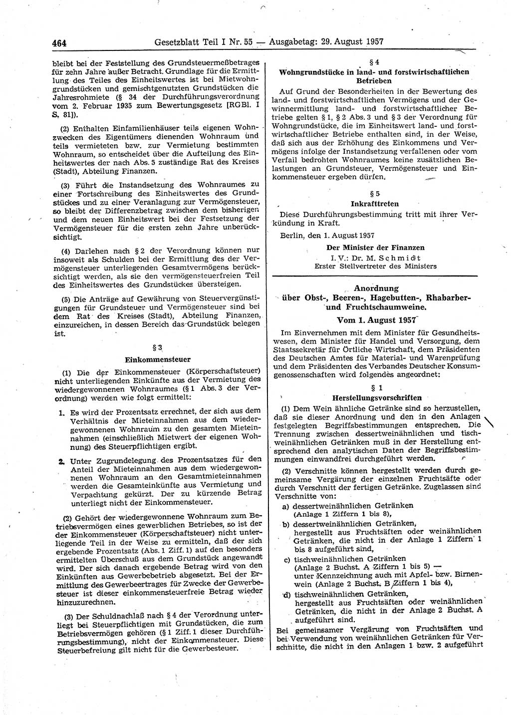 Gesetzblatt (GBl.) der Deutschen Demokratischen Republik (DDR) Teil Ⅰ 1957, Seite 464 (GBl. DDR Ⅰ 1957, S. 464)
