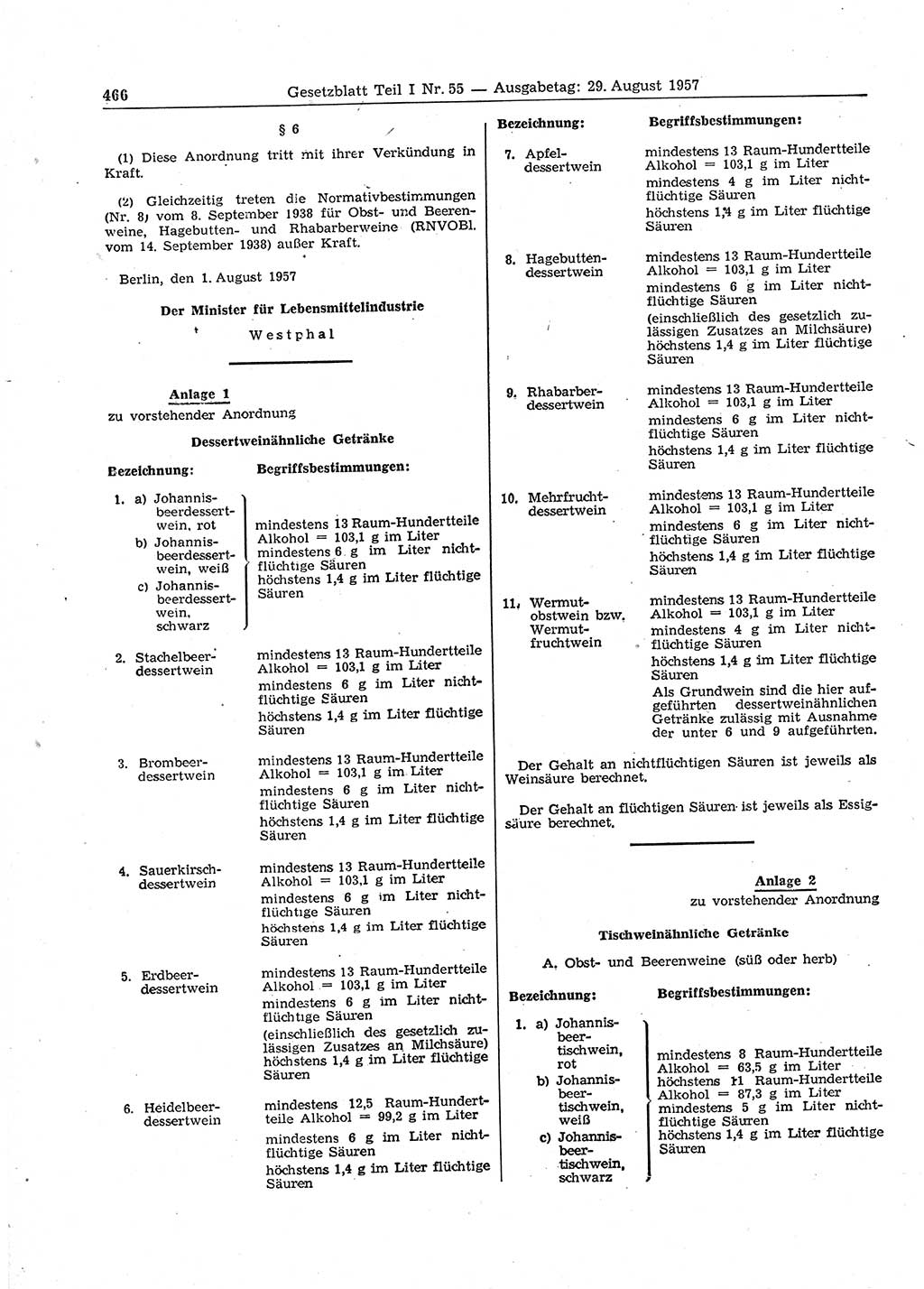 Gesetzblatt (GBl.) der Deutschen Demokratischen Republik (DDR) Teil Ⅰ 1957, Seite 466 (GBl. DDR Ⅰ 1957, S. 466)
