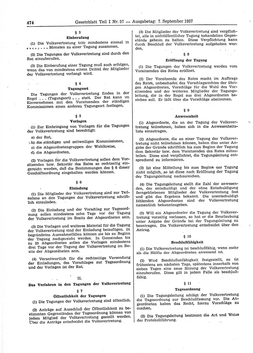 Gesetzblatt (GBl.) der Deutschen Demokratischen Republik (DDR) Teil Ⅰ 1957, Seite 474 (GBl. DDR Ⅰ 1957, S. 474)