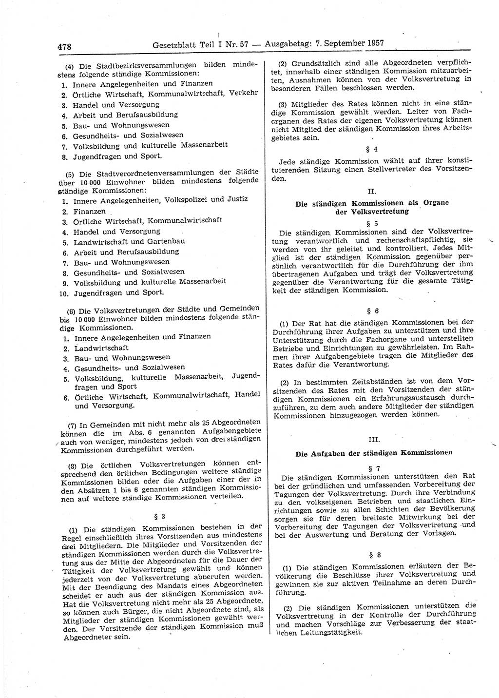 Gesetzblatt (GBl.) der Deutschen Demokratischen Republik (DDR) Teil Ⅰ 1957, Seite 478 (GBl. DDR Ⅰ 1957, S. 478)