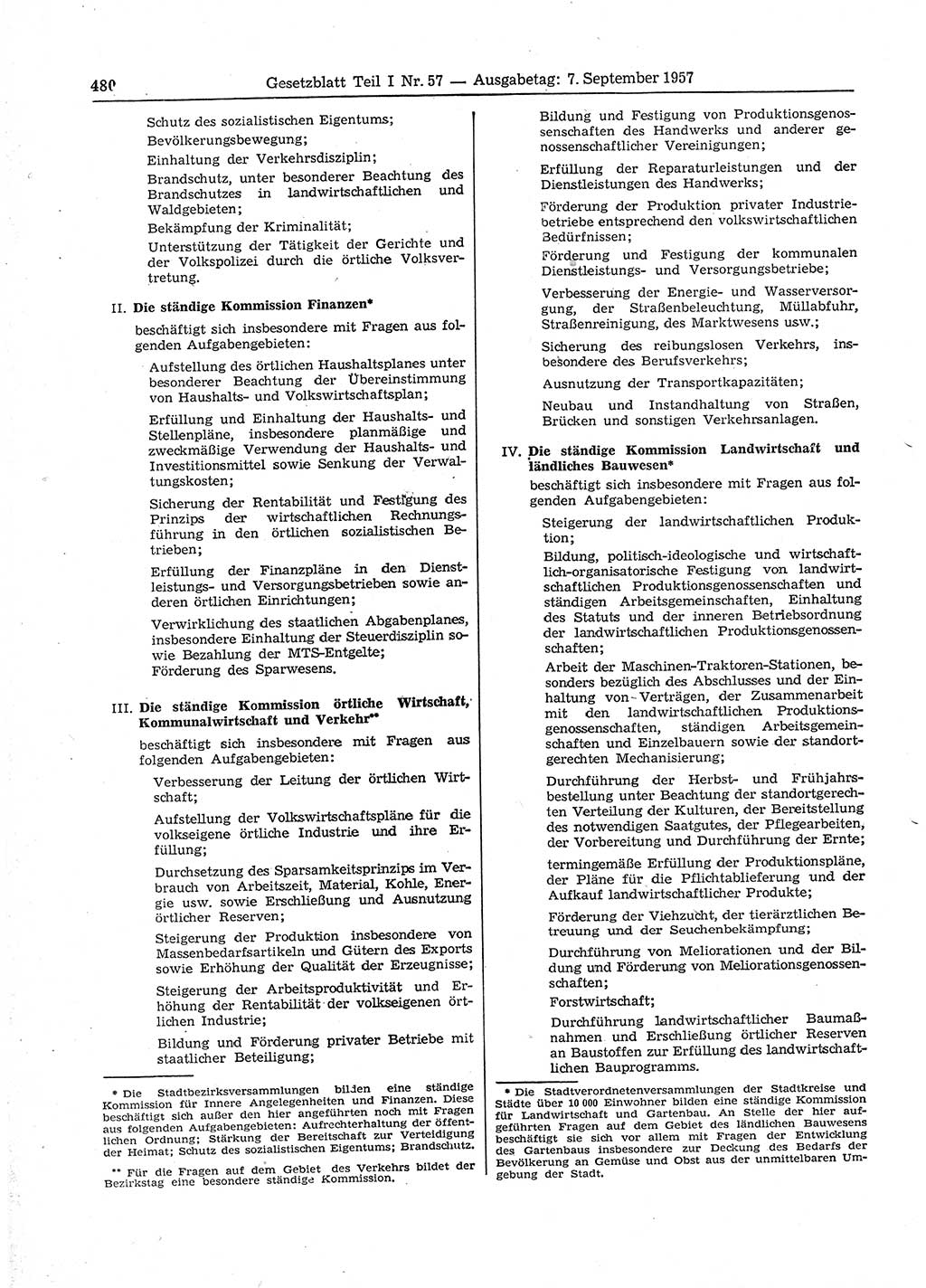 Gesetzblatt (GBl.) der Deutschen Demokratischen Republik (DDR) Teil Ⅰ 1957, Seite 480 (GBl. DDR Ⅰ 1957, S. 480)