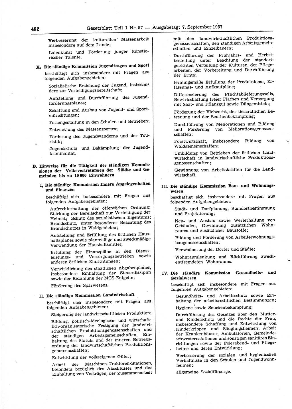 Gesetzblatt (GBl.) der Deutschen Demokratischen Republik (DDR) Teil Ⅰ 1957, Seite 482 (GBl. DDR Ⅰ 1957, S. 482)