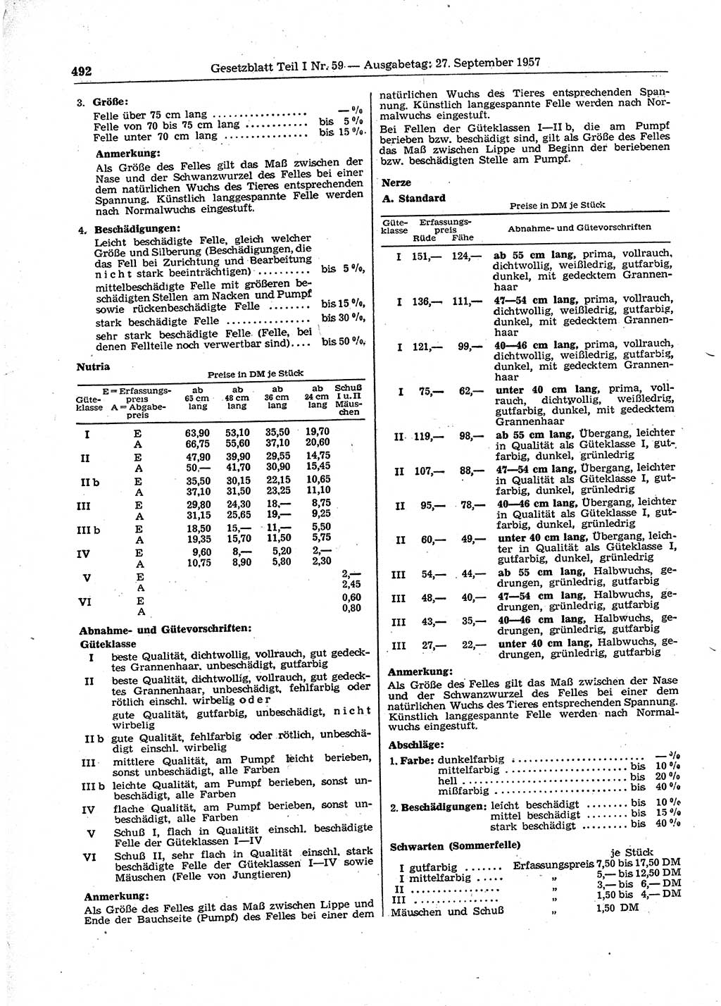 Gesetzblatt (GBl.) der Deutschen Demokratischen Republik (DDR) Teil Ⅰ 1957, Seite 492 (GBl. DDR Ⅰ 1957, S. 492)