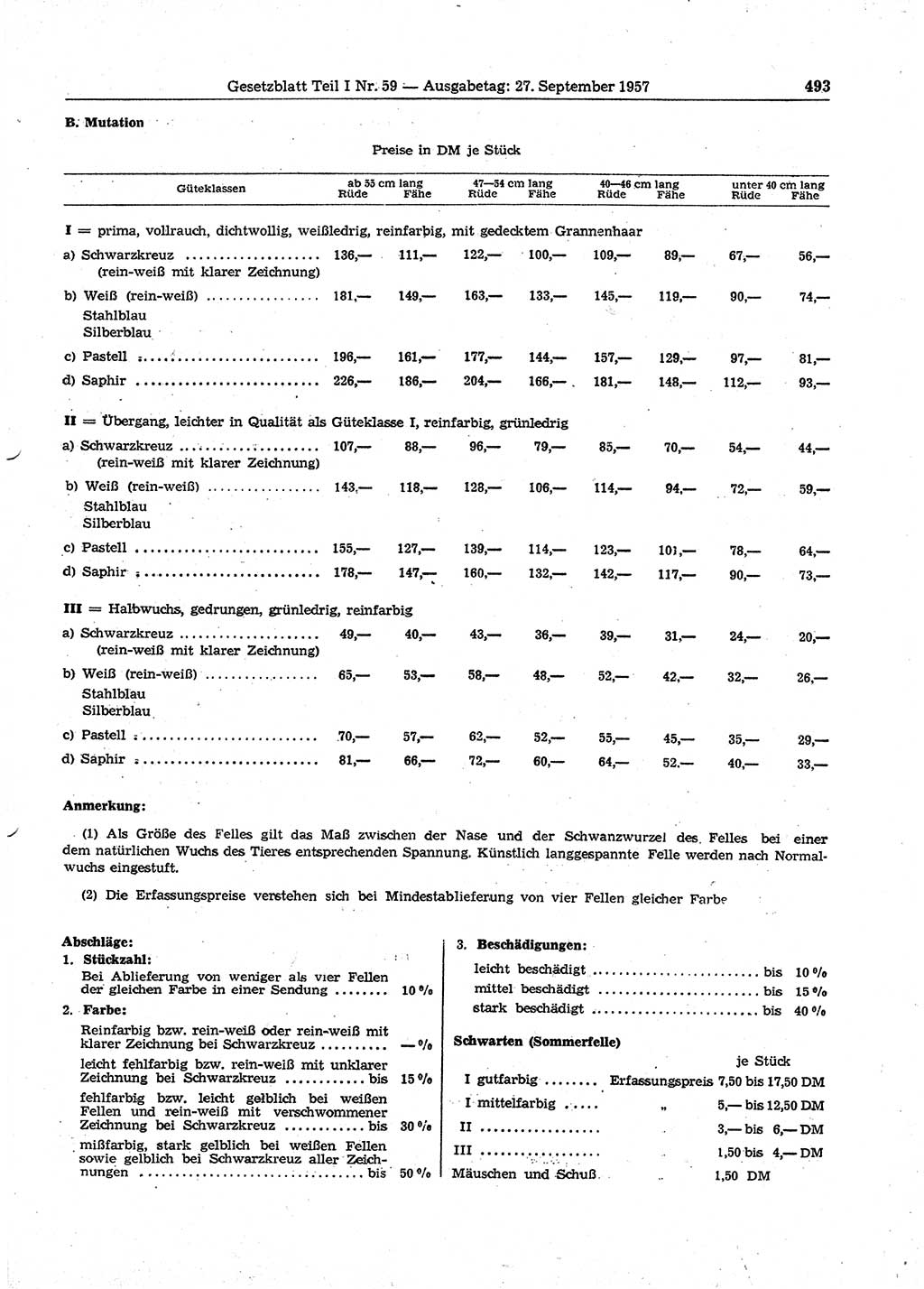 Gesetzblatt (GBl.) der Deutschen Demokratischen Republik (DDR) Teil Ⅰ 1957, Seite 493 (GBl. DDR Ⅰ 1957, S. 493)