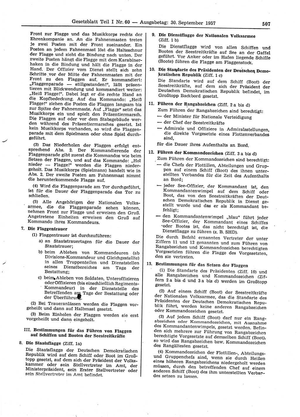 Gesetzblatt (GBl.) der Deutschen Demokratischen Republik (DDR) Teil Ⅰ 1957, Seite 507 (GBl. DDR Ⅰ 1957, S. 507)