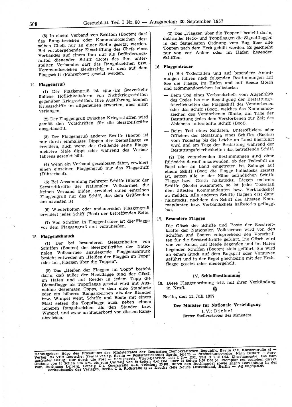 Gesetzblatt (GBl.) der Deutschen Demokratischen Republik (DDR) Teil Ⅰ 1957, Seite 508 (GBl. DDR Ⅰ 1957, S. 508)