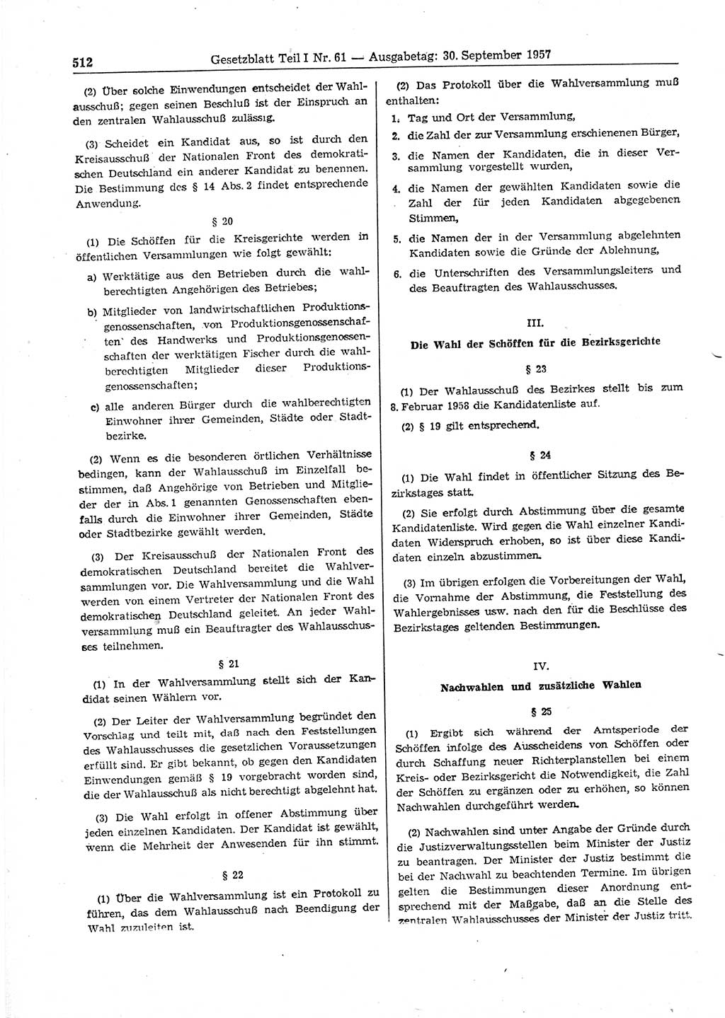 Gesetzblatt (GBl.) der Deutschen Demokratischen Republik (DDR) Teil Ⅰ 1957, Seite 512 (GBl. DDR Ⅰ 1957, S. 512)