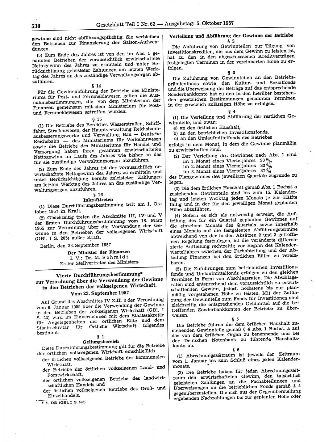 Gesetzblatt (GBl.) der Deutschen Demokratischen Republik (DDR) Teil Ⅰ 1957, Seite 530 (GBl. DDR Ⅰ 1957, S. 530)