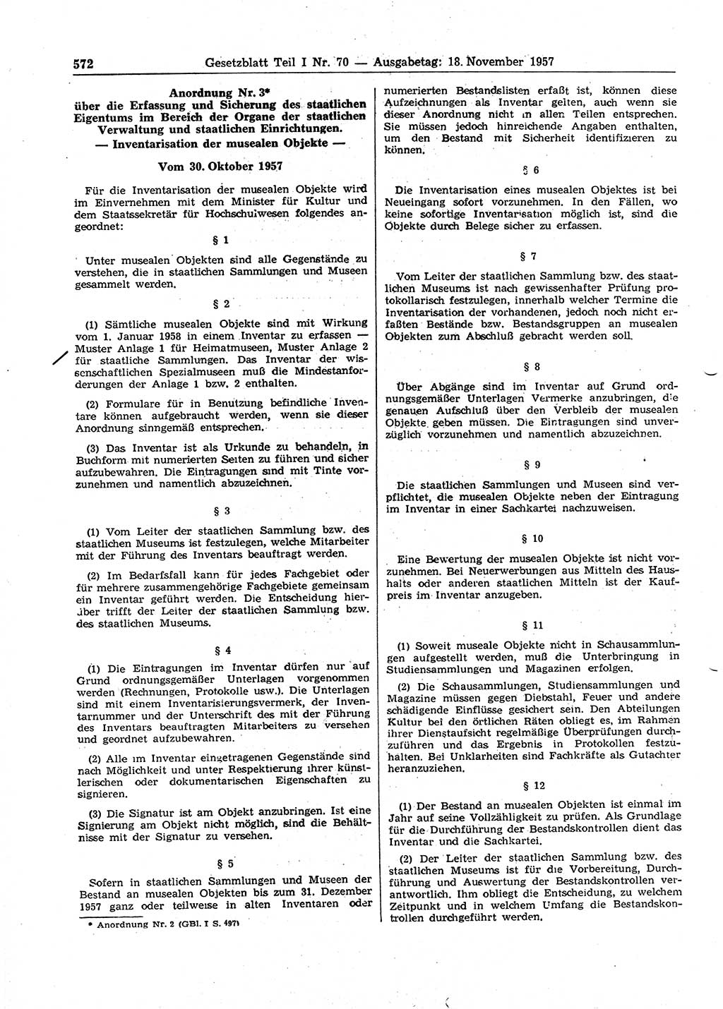 Gesetzblatt (GBl.) der Deutschen Demokratischen Republik (DDR) Teil Ⅰ 1957, Seite 572 (GBl. DDR Ⅰ 1957, S. 572)