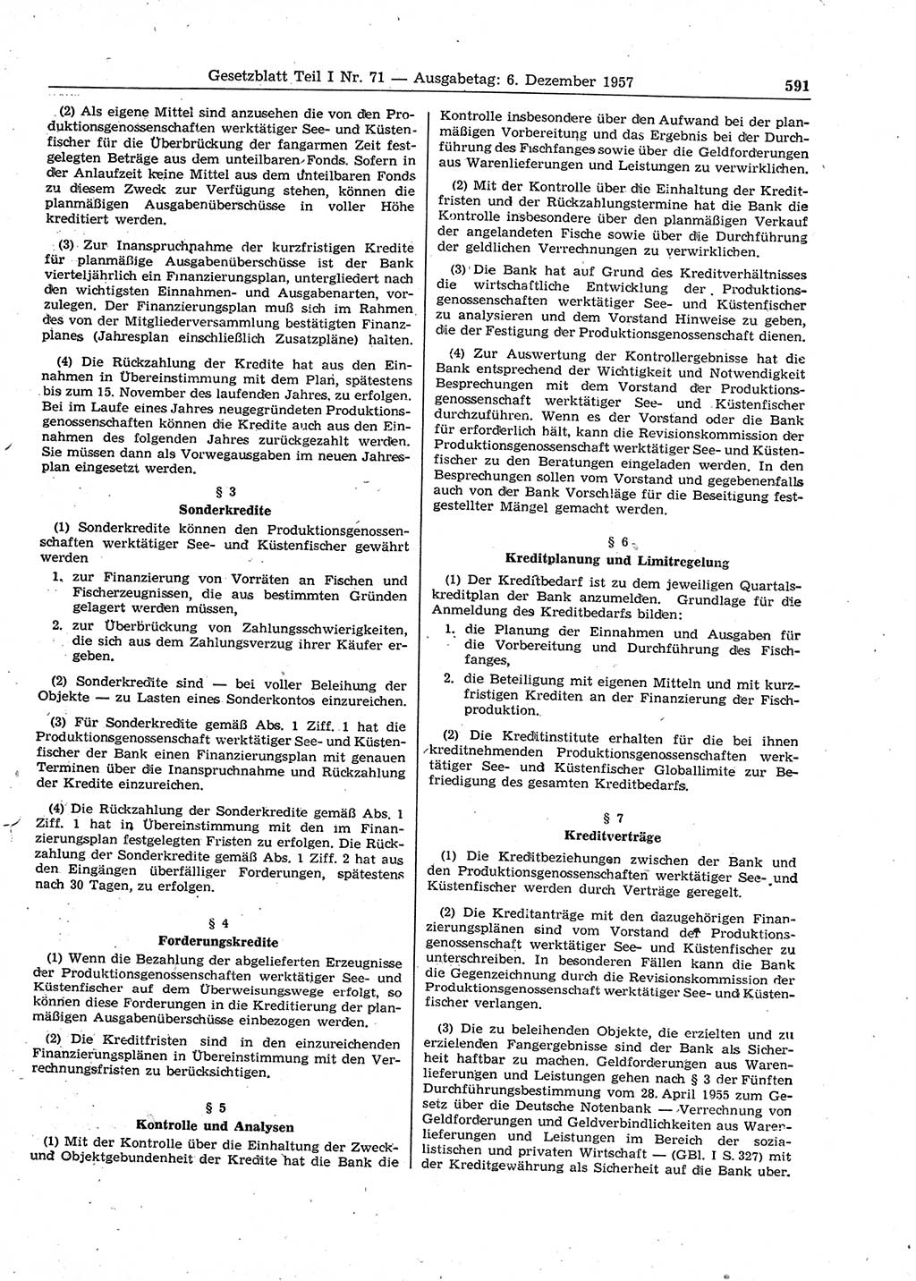 Gesetzblatt (GBl.) der Deutschen Demokratischen Republik (DDR) Teil Ⅰ 1957, Seite 591 (GBl. DDR Ⅰ 1957, S. 591)