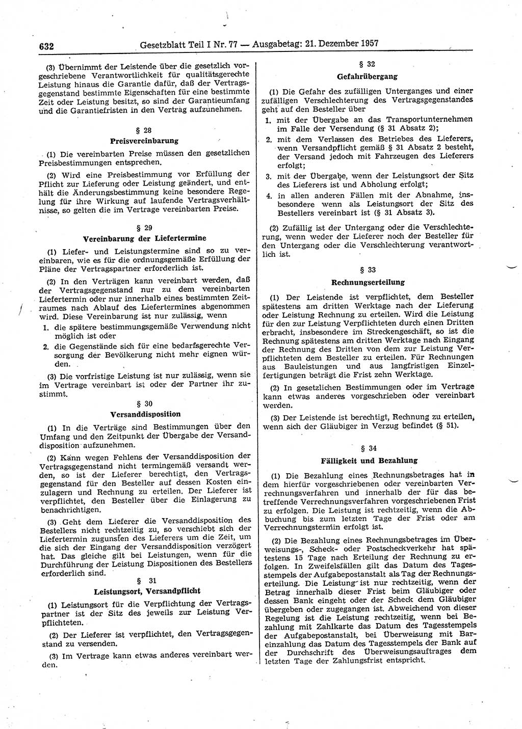 Gesetzblatt (GBl.) der Deutschen Demokratischen Republik (DDR) Teil Ⅰ 1957, Seite 632 (GBl. DDR Ⅰ 1957, S. 632)
