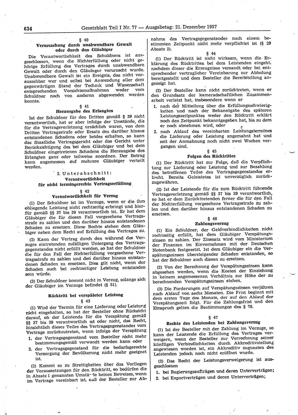 Gesetzblatt (GBl.) der Deutschen Demokratischen Republik (DDR) Teil Ⅰ 1957, Seite 634 (GBl. DDR Ⅰ 1957, S. 634)