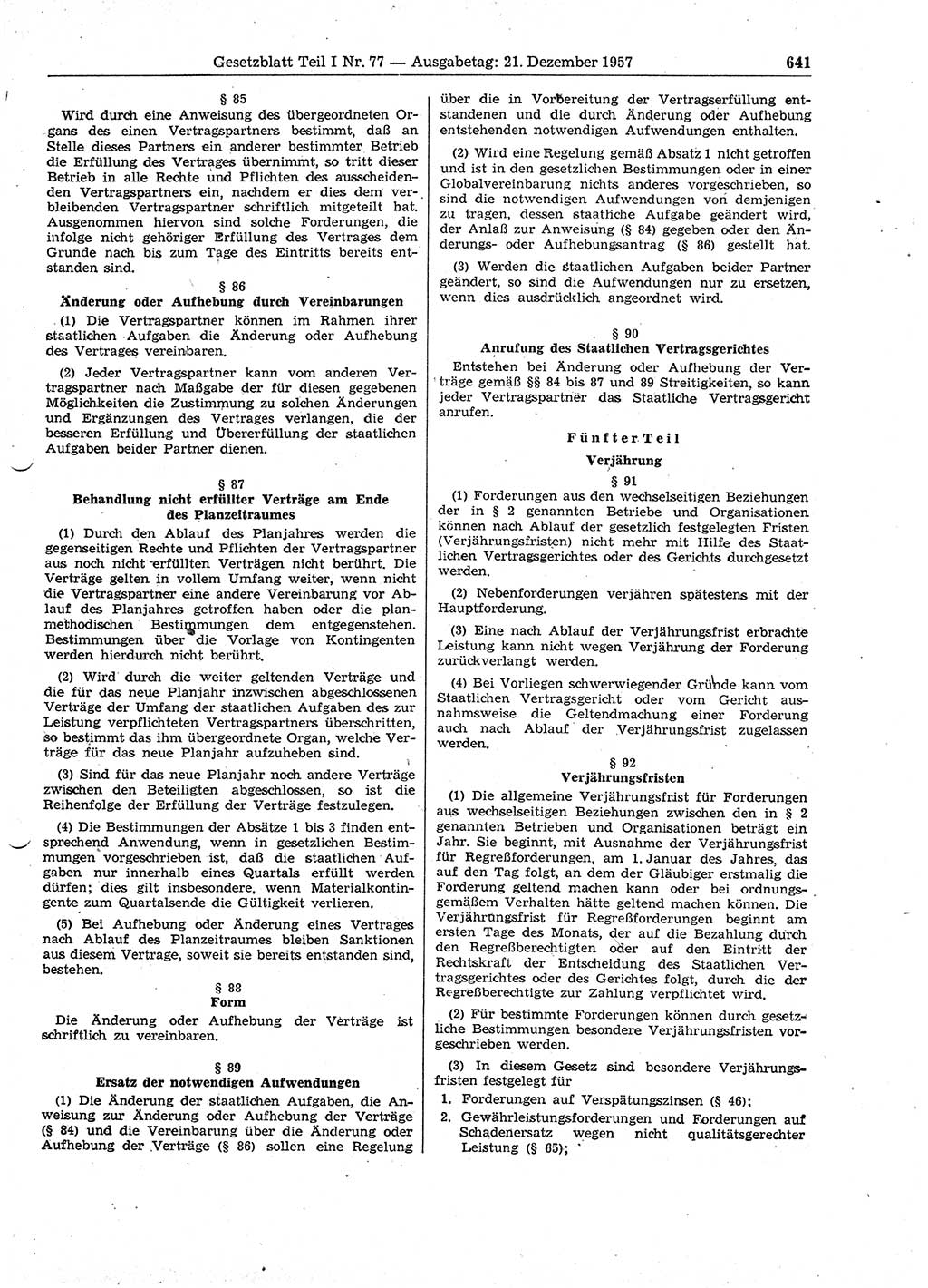 Gesetzblatt (GBl.) der Deutschen Demokratischen Republik (DDR) Teil Ⅰ 1957, Seite 641 (GBl. DDR Ⅰ 1957, S. 641)