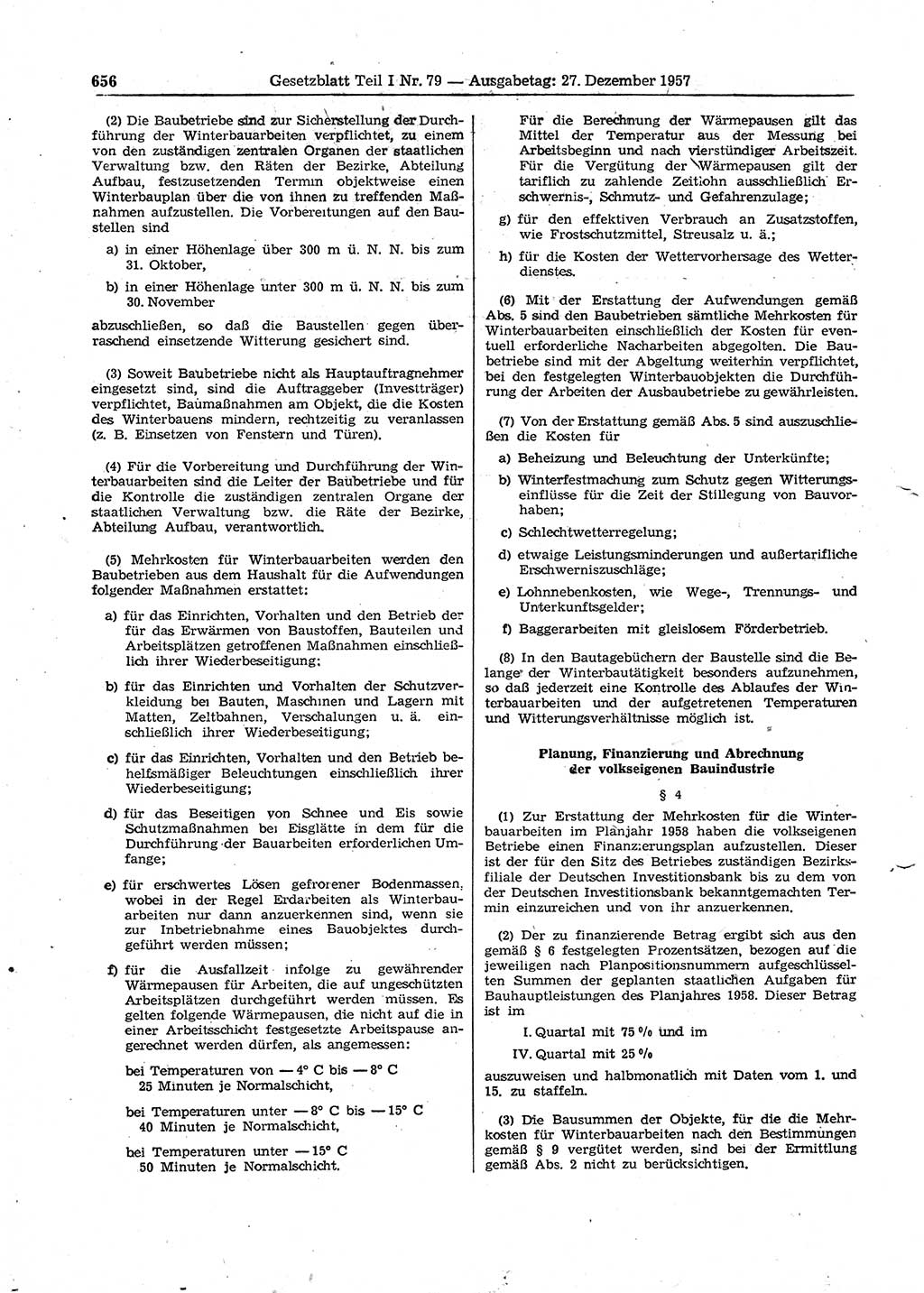 Gesetzblatt (GBl.) der Deutschen Demokratischen Republik (DDR) Teil Ⅰ 1957, Seite 656 (GBl. DDR Ⅰ 1957, S. 656)