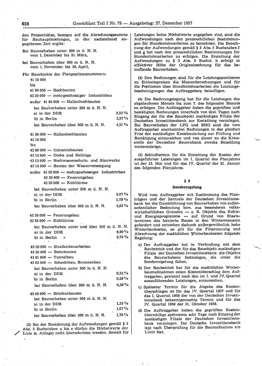 Gesetzblatt (GBl.) der Deutschen Demokratischen Republik (DDR) Teil Ⅰ 1957, Seite 658 (GBl. DDR Ⅰ 1957, S. 658)