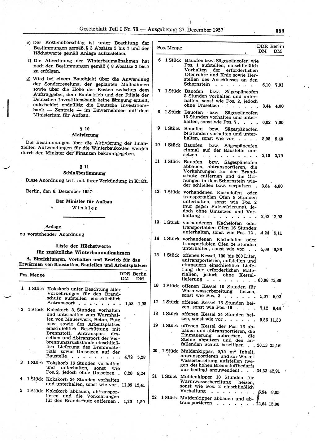 Gesetzblatt (GBl.) der Deutschen Demokratischen Republik (DDR) Teil Ⅰ 1957, Seite 659 (GBl. DDR Ⅰ 1957, S. 659)