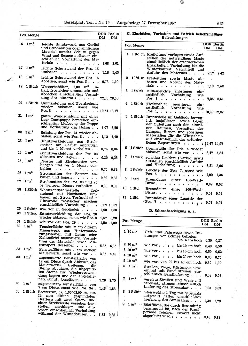 Gesetzblatt (GBl.) der Deutschen Demokratischen Republik (DDR) Teil Ⅰ 1957, Seite 661 (GBl. DDR Ⅰ 1957, S. 661)
