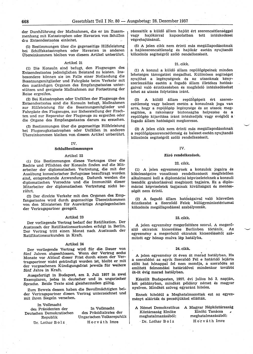 Gesetzblatt (GBl.) der Deutschen Demokratischen Republik (DDR) Teil Ⅰ 1957, Seite 668 (GBl. DDR Ⅰ 1957, S. 668)
