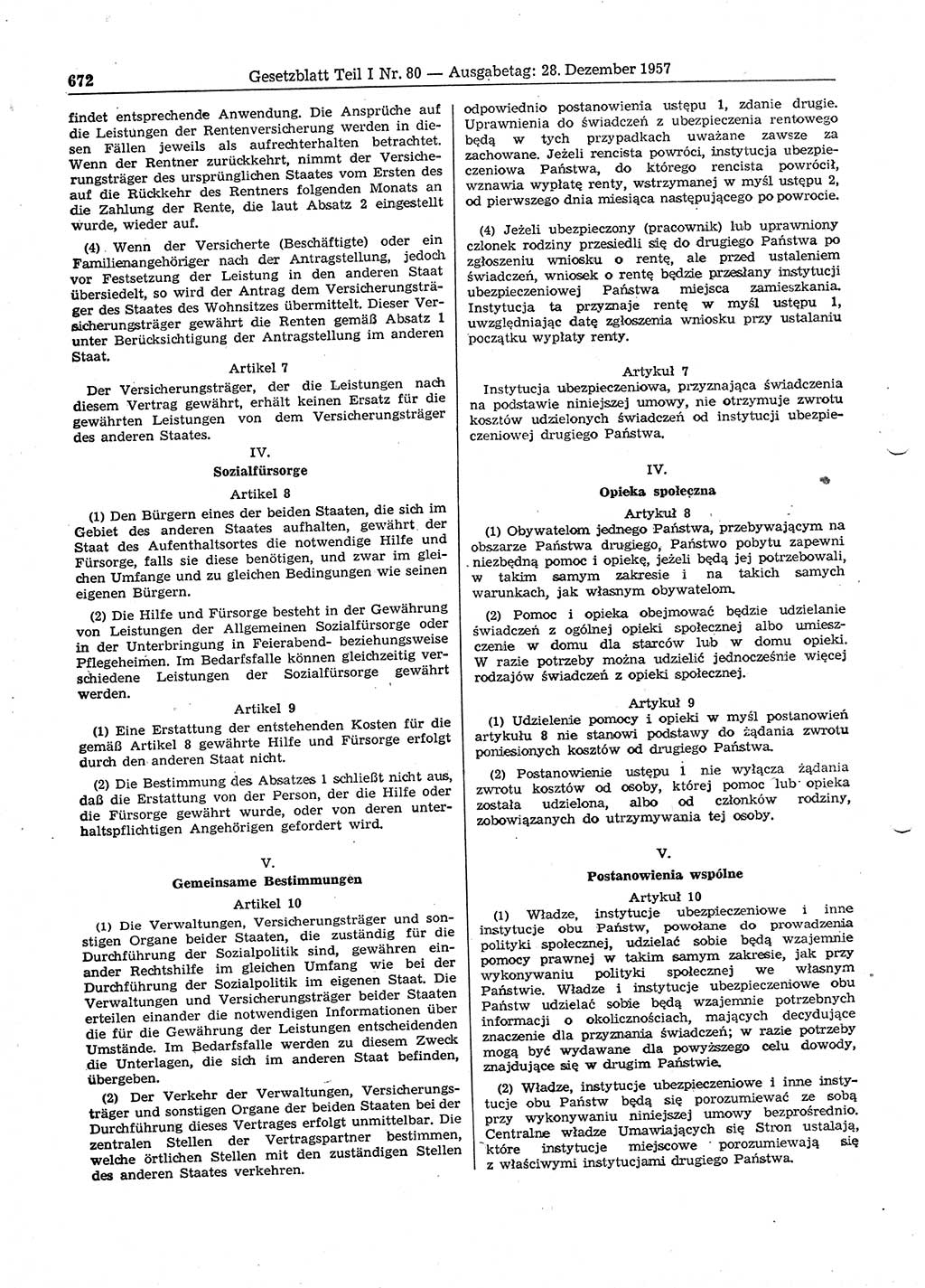 Gesetzblatt (GBl.) der Deutschen Demokratischen Republik (DDR) Teil Ⅰ 1957, Seite 672 (GBl. DDR Ⅰ 1957, S. 672)