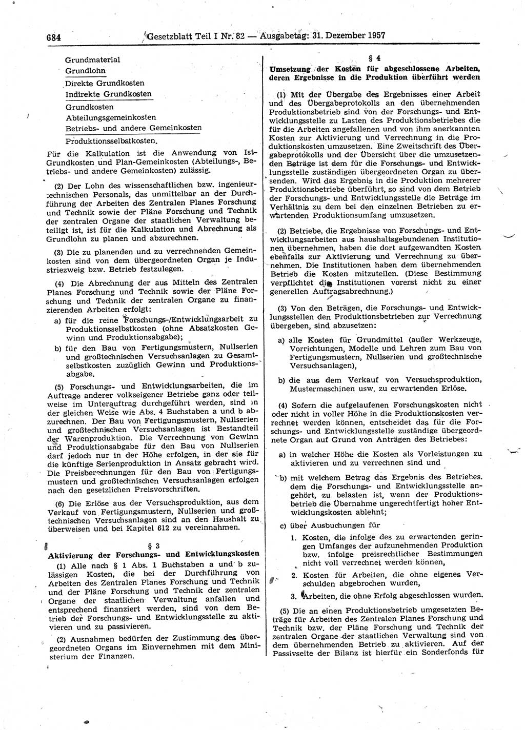 Gesetzblatt (GBl.) der Deutschen Demokratischen Republik (DDR) Teil Ⅰ 1957, Seite 684 (GBl. DDR Ⅰ 1957, S. 684)