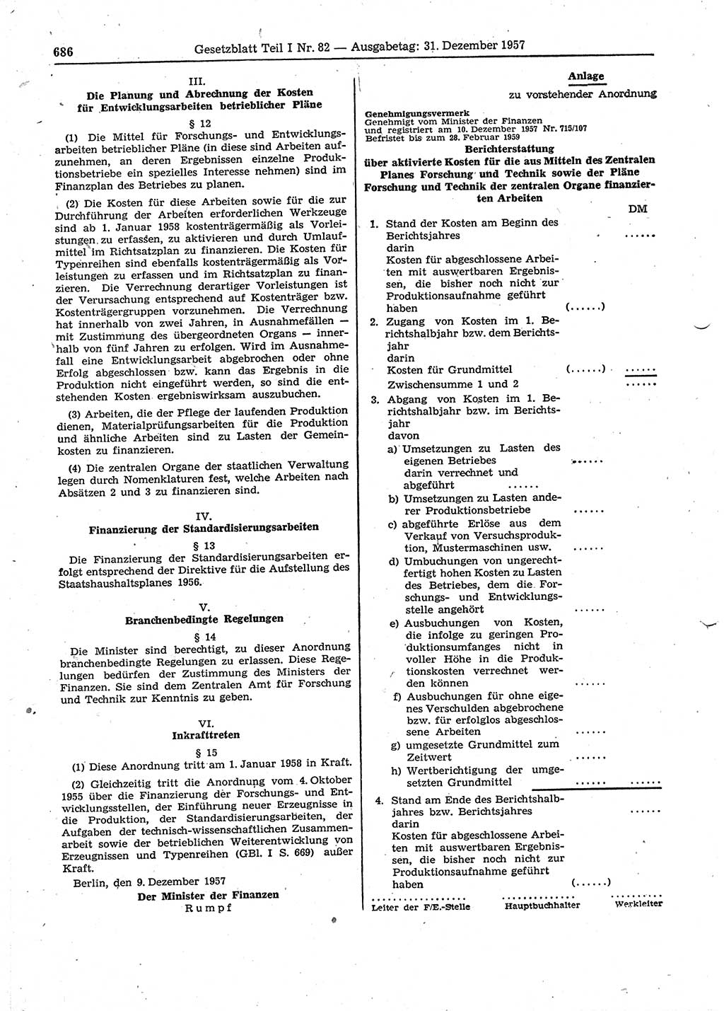 Gesetzblatt (GBl.) der Deutschen Demokratischen Republik (DDR) Teil Ⅰ 1957, Seite 686 (GBl. DDR Ⅰ 1957, S. 686)