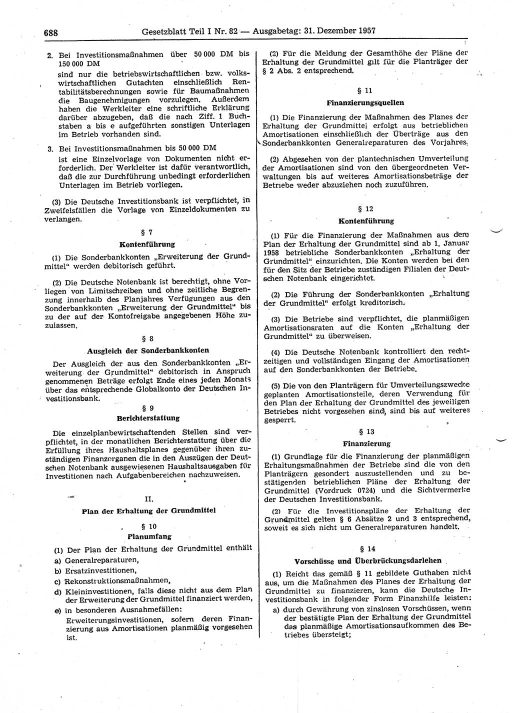 Gesetzblatt (GBl.) der Deutschen Demokratischen Republik (DDR) Teil Ⅰ 1957, Seite 688 (GBl. DDR Ⅰ 1957, S. 688)