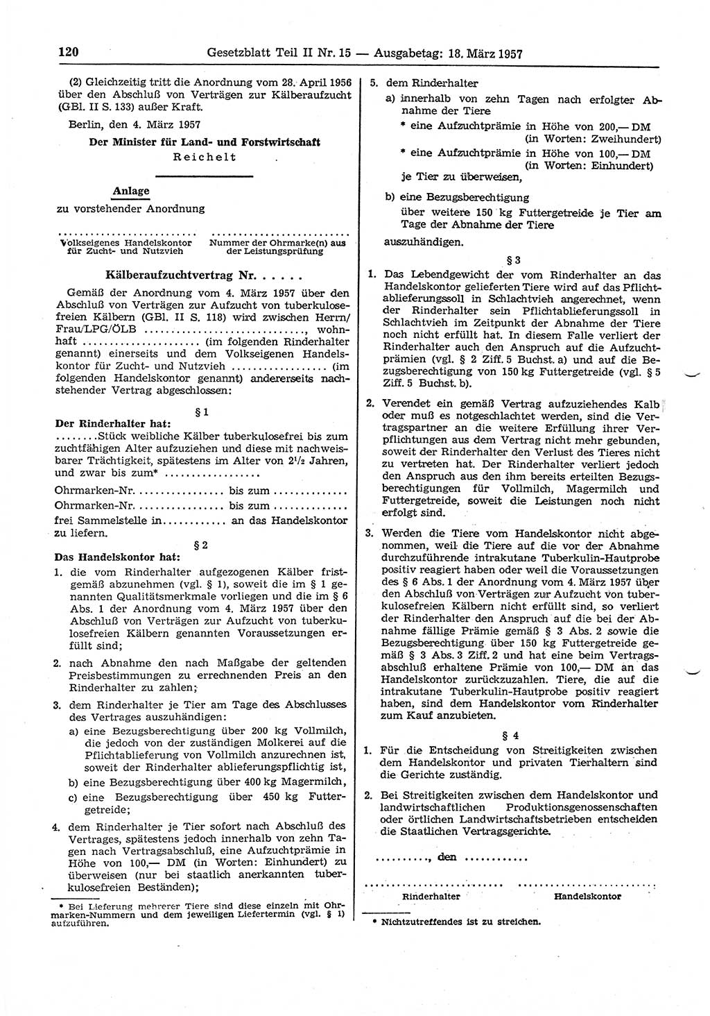 Gesetzblatt (GBl.) der Deutschen Demokratischen Republik (DDR) Teil ⅠⅠ 1957, Seite 120 (GBl. DDR ⅠⅠ 1957, S. 120)