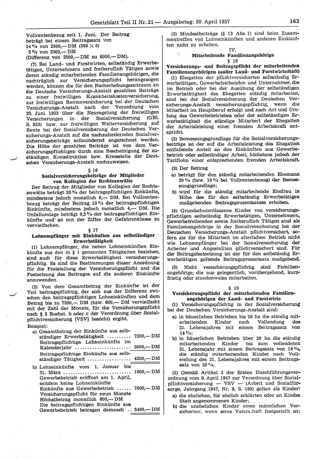 Gesetzblatt (GBl.) der Deutschen Demokratischen Republik (DDR) Teil ⅠⅠ 1957, Seite 163 (GBl. DDR ⅠⅠ 1957, S. 163)