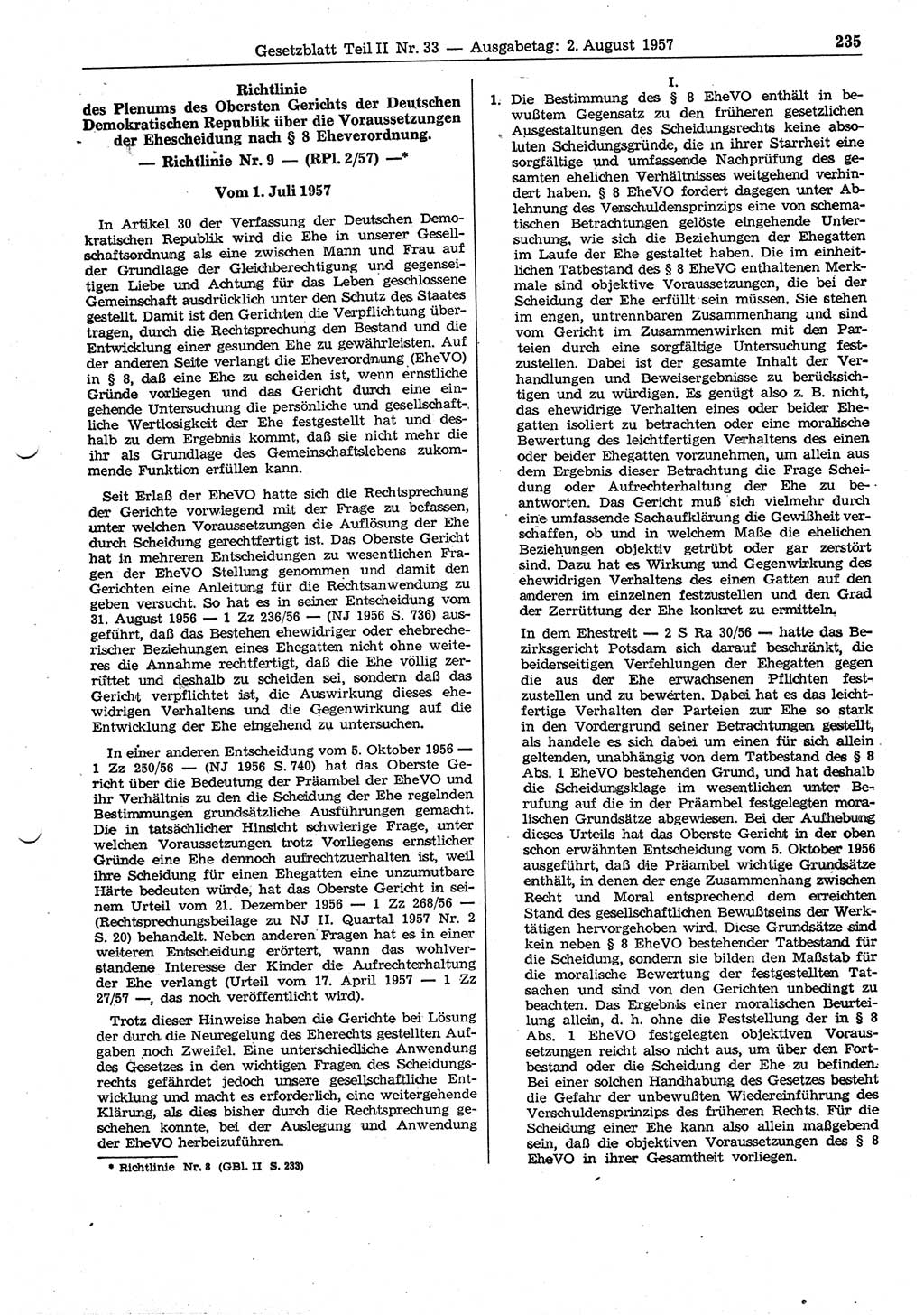 Gesetzblatt (GBl.) der Deutschen Demokratischen Republik (DDR) Teil ⅠⅠ 1957, Seite 235 (GBl. DDR ⅠⅠ 1957, S. 235)