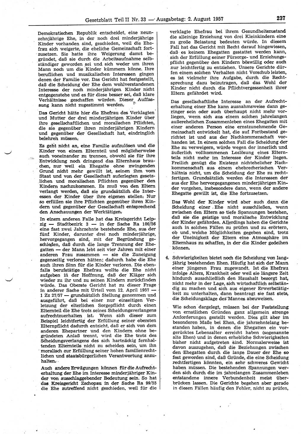 Gesetzblatt (GBl.) der Deutschen Demokratischen Republik (DDR) Teil ⅠⅠ 1957, Seite 237 (GBl. DDR ⅠⅠ 1957, S. 237)