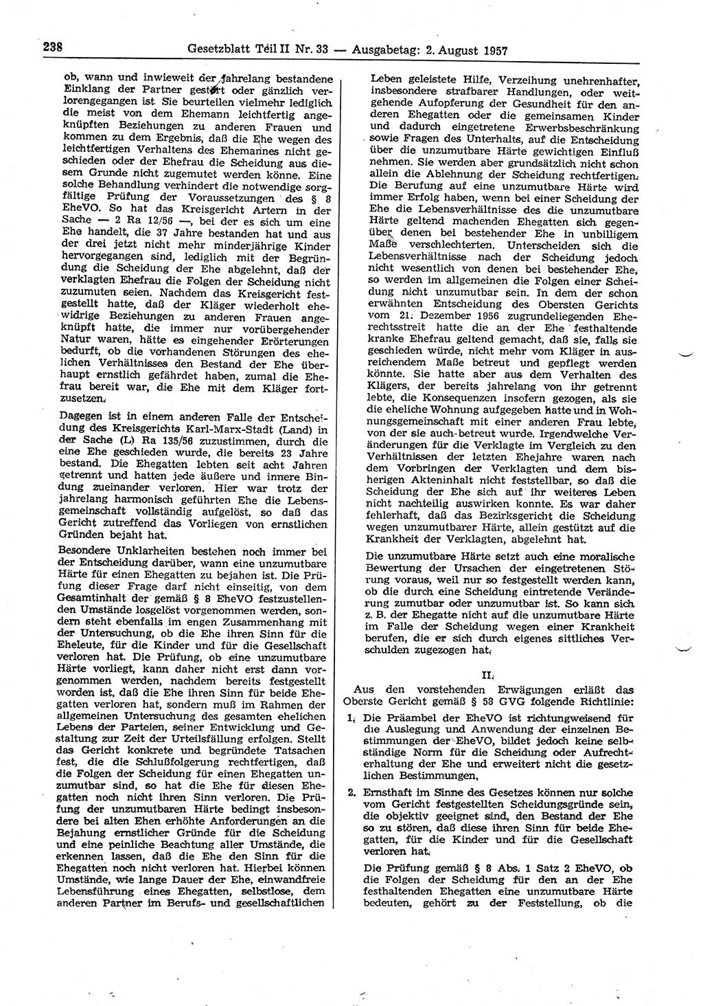 Gesetzblatt (GBl.) der Deutschen Demokratischen Republik (DDR) Teil ⅠⅠ 1957, Seite 238 (GBl. DDR ⅠⅠ 1957, S. 238)