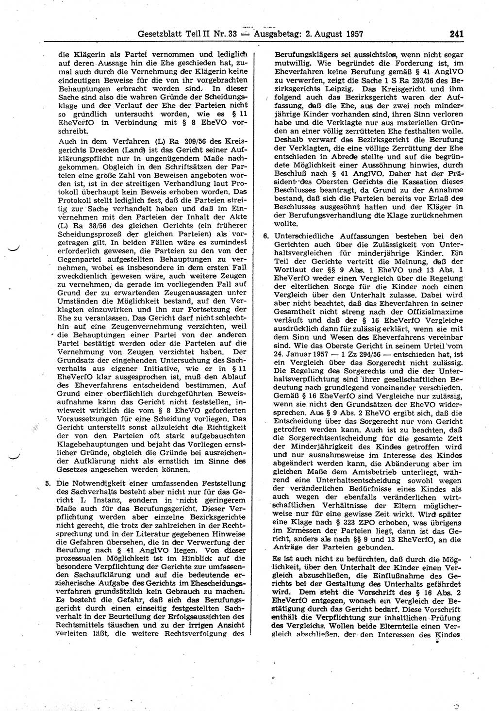 Gesetzblatt (GBl.) der Deutschen Demokratischen Republik (DDR) Teil ⅠⅠ 1957, Seite 241 (GBl. DDR ⅠⅠ 1957, S. 241)