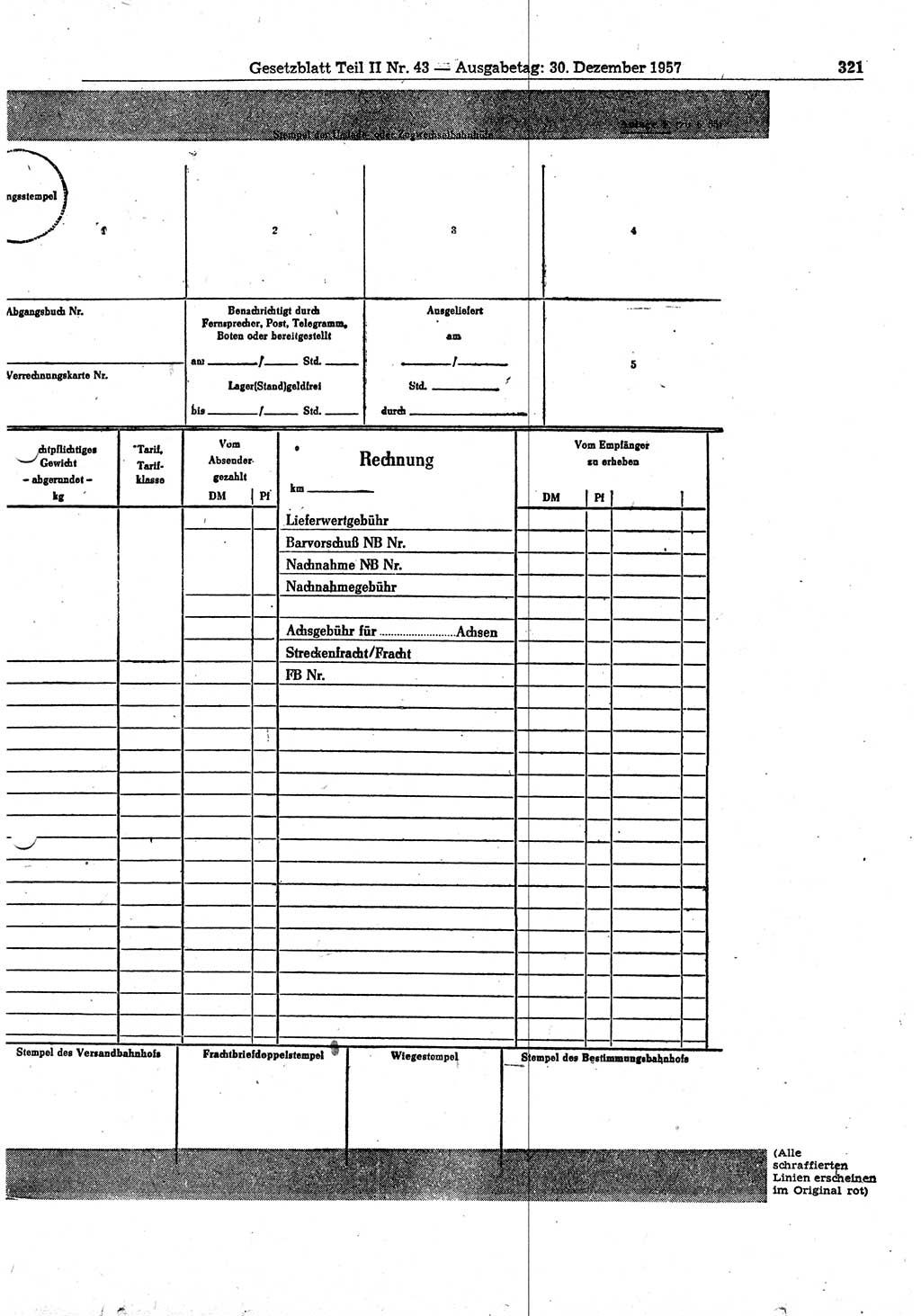 Gesetzblatt (GBl.) der Deutschen Demokratischen Republik (DDR) Teil ⅠⅠ 1957, Seite 321 (GBl. DDR ⅠⅠ 1957, S. 321)