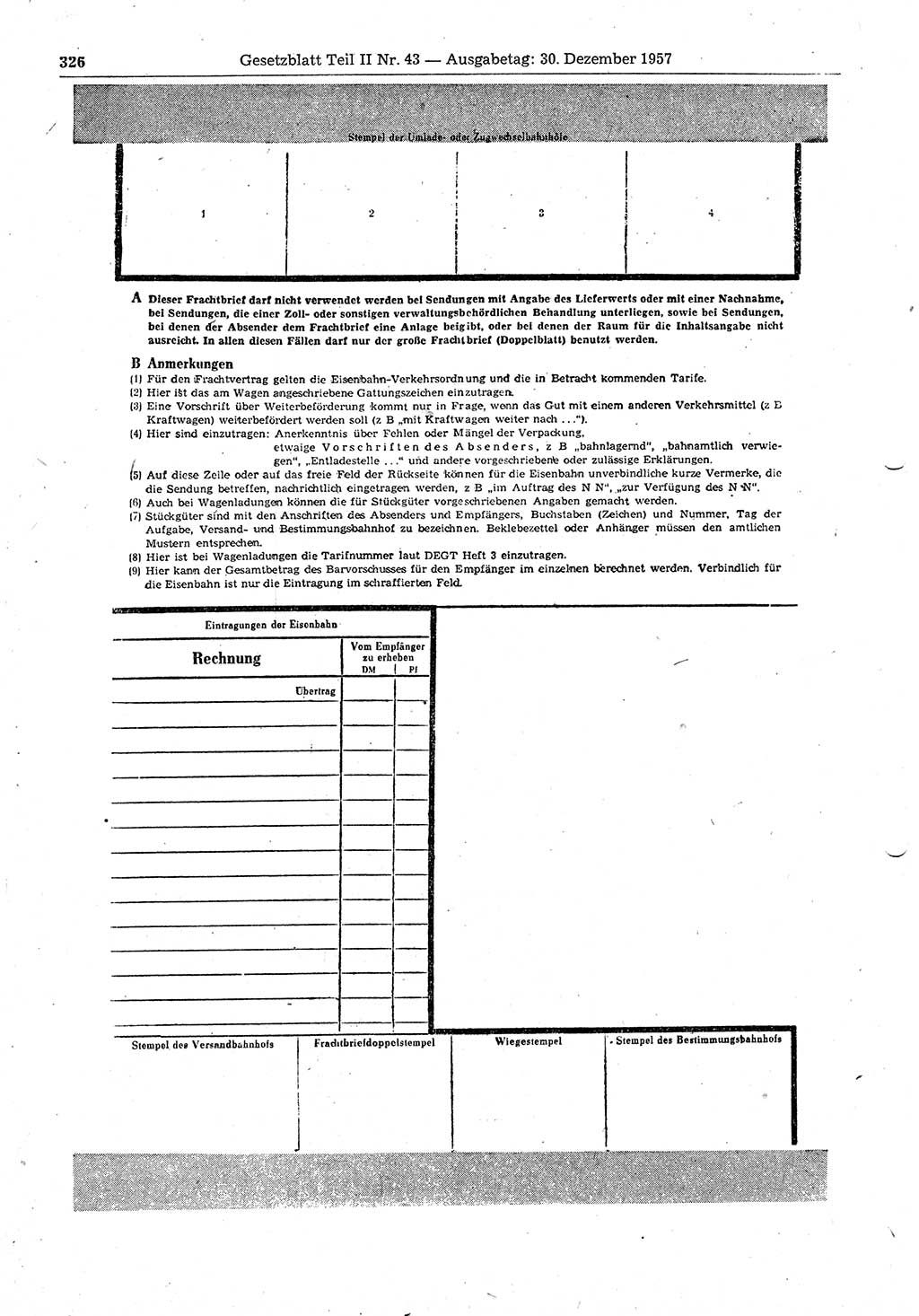 Gesetzblatt (GBl.) der Deutschen Demokratischen Republik (DDR) Teil ⅠⅠ 1957, Seite 326 (GBl. DDR ⅠⅠ 1957, S. 326)