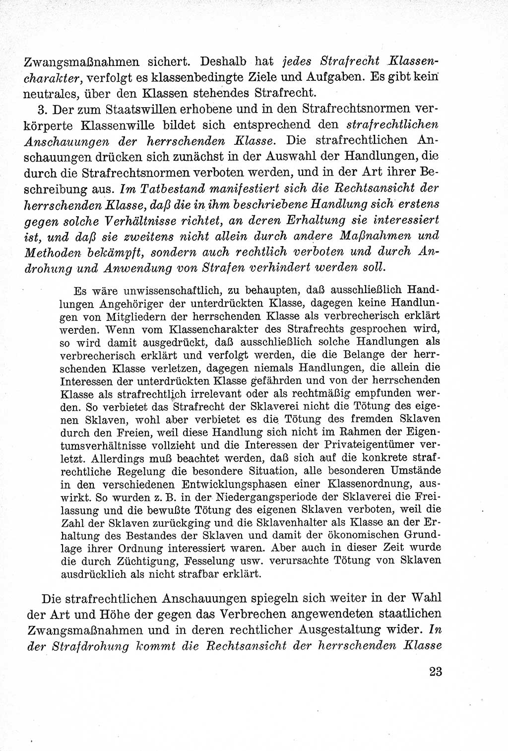 Lehrbuch des Strafrechts der Deutschen Demokratischen Republik (DDR), Allgemeiner Teil 1957, Seite 23 (Lb. Strafr. DDR AT 1957, S. 23)