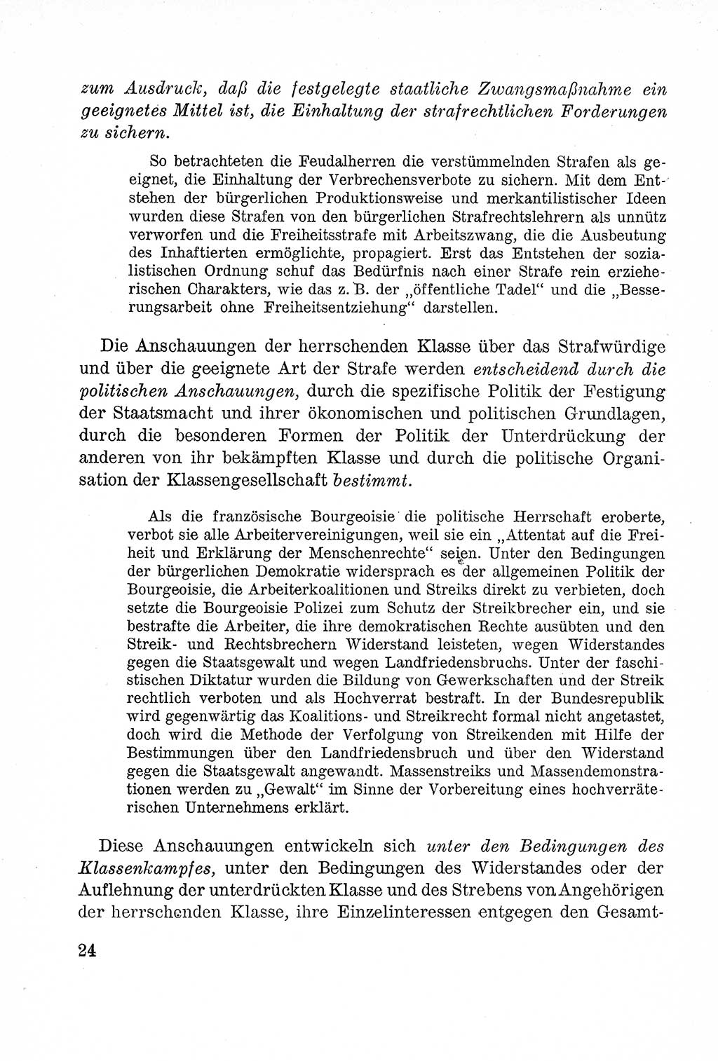 Lehrbuch des Strafrechts der Deutschen Demokratischen Republik (DDR), Allgemeiner Teil 1957, Seite 24 (Lb. Strafr. DDR AT 1957, S. 24)