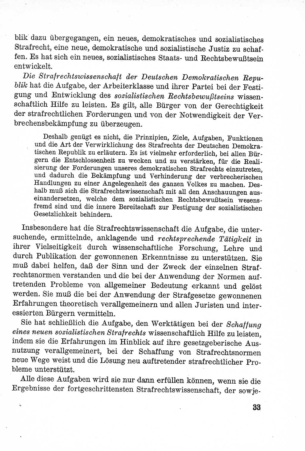 Lehrbuch des Strafrechts der Deutschen Demokratischen Republik (DDR), Allgemeiner Teil 1957, Seite 33 (Lb. Strafr. DDR AT 1957, S. 33)