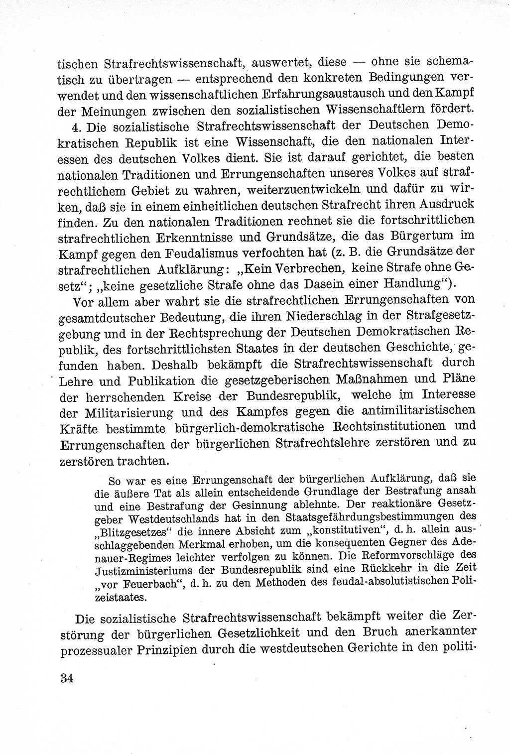 Lehrbuch des Strafrechts der Deutschen Demokratischen Republik (DDR), Allgemeiner Teil 1957, Seite 34 (Lb. Strafr. DDR AT 1957, S. 34)