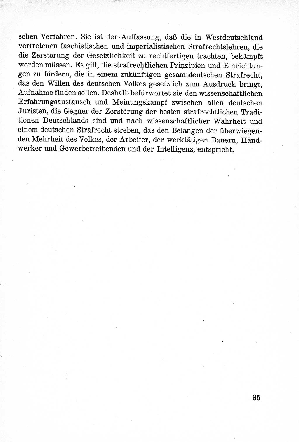 Lehrbuch des Strafrechts der Deutschen Demokratischen Republik (DDR), Allgemeiner Teil 1957, Seite 35 (Lb. Strafr. DDR AT 1957, S. 35)