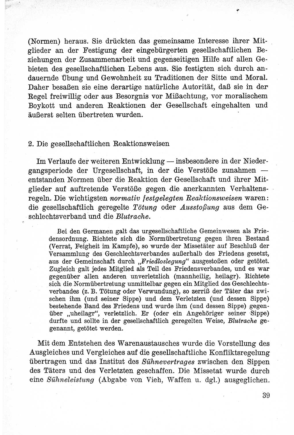 Lehrbuch des Strafrechts der Deutschen Demokratischen Republik (DDR), Allgemeiner Teil 1957, Seite 39 (Lb. Strafr. DDR AT 1957, S. 39)