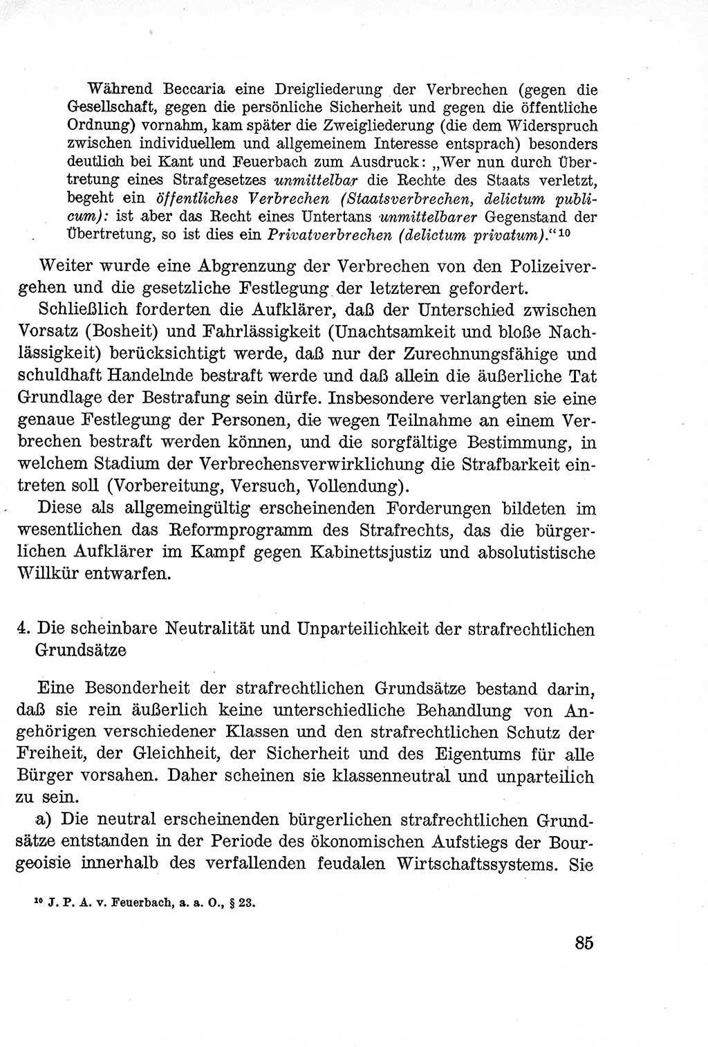 Lehrbuch des Strafrechts der Deutschen Demokratischen Republik (DDR), Allgemeiner Teil 1957, Seite 85 (Lb. Strafr. DDR AT 1957, S. 85)