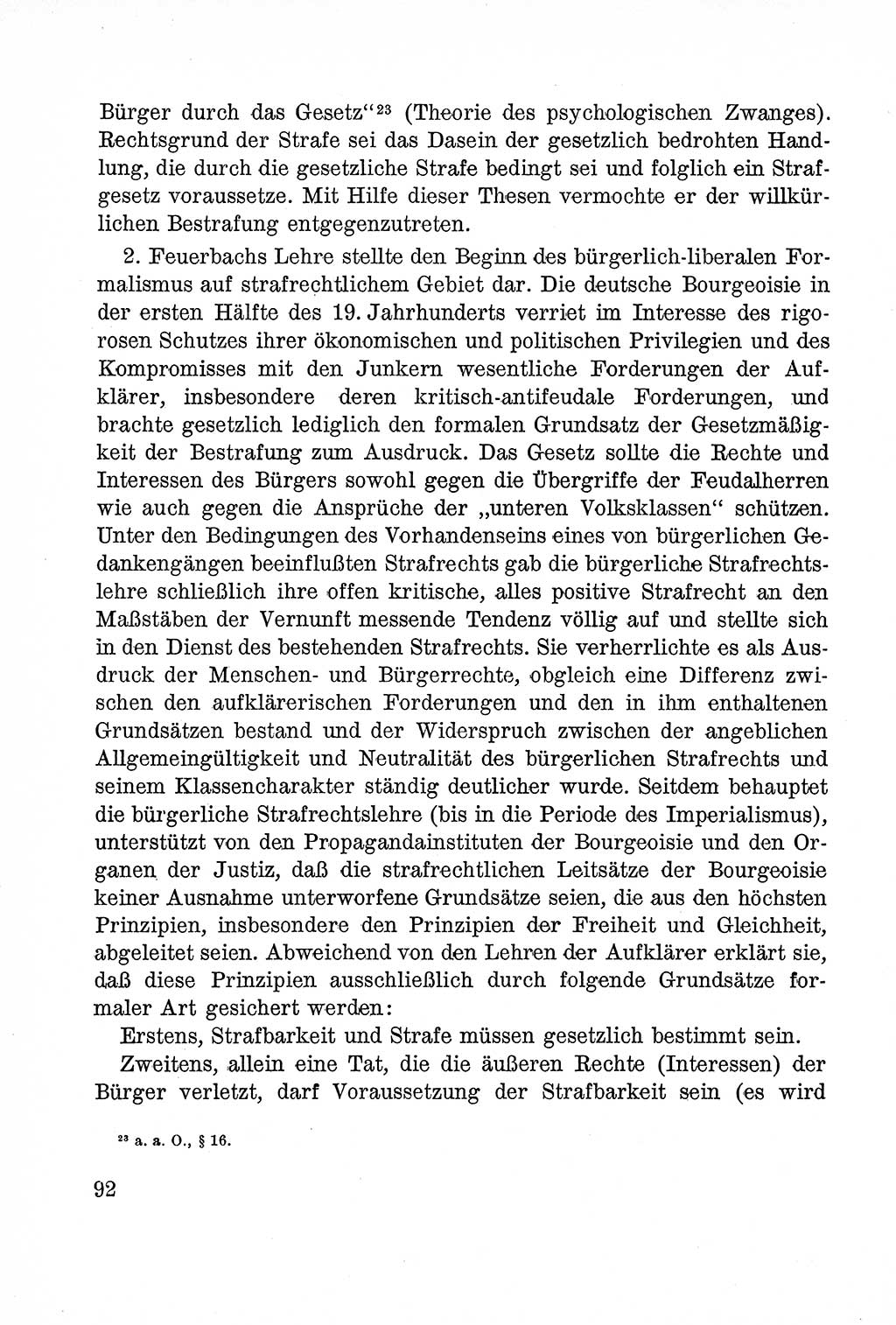 Lehrbuch des Strafrechts der Deutschen Demokratischen Republik (DDR), Allgemeiner Teil 1957, Seite 92 (Lb. Strafr. DDR AT 1957, S. 92)