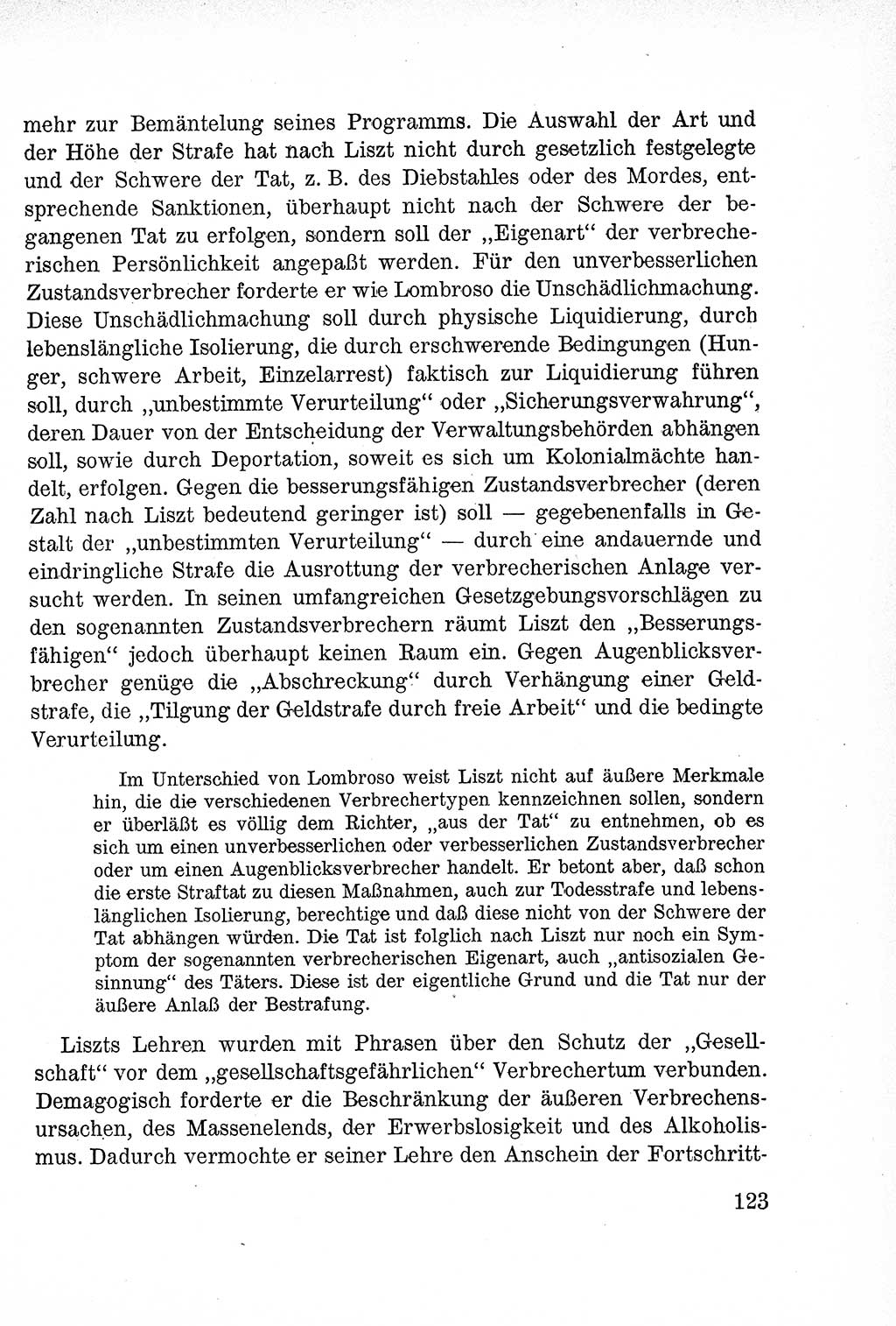 Lehrbuch des Strafrechts der Deutschen Demokratischen Republik (DDR), Allgemeiner Teil 1957, Seite 123 (Lb. Strafr. DDR AT 1957, S. 123)