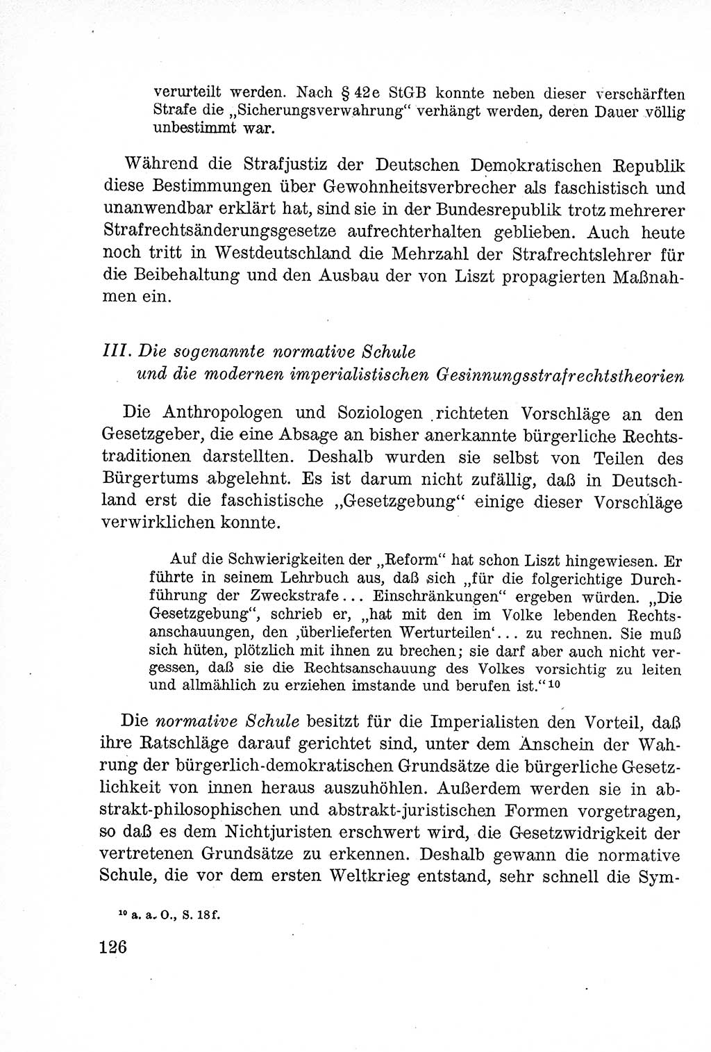 Lehrbuch des Strafrechts der Deutschen Demokratischen Republik (DDR), Allgemeiner Teil 1957, Seite 126 (Lb. Strafr. DDR AT 1957, S. 126)