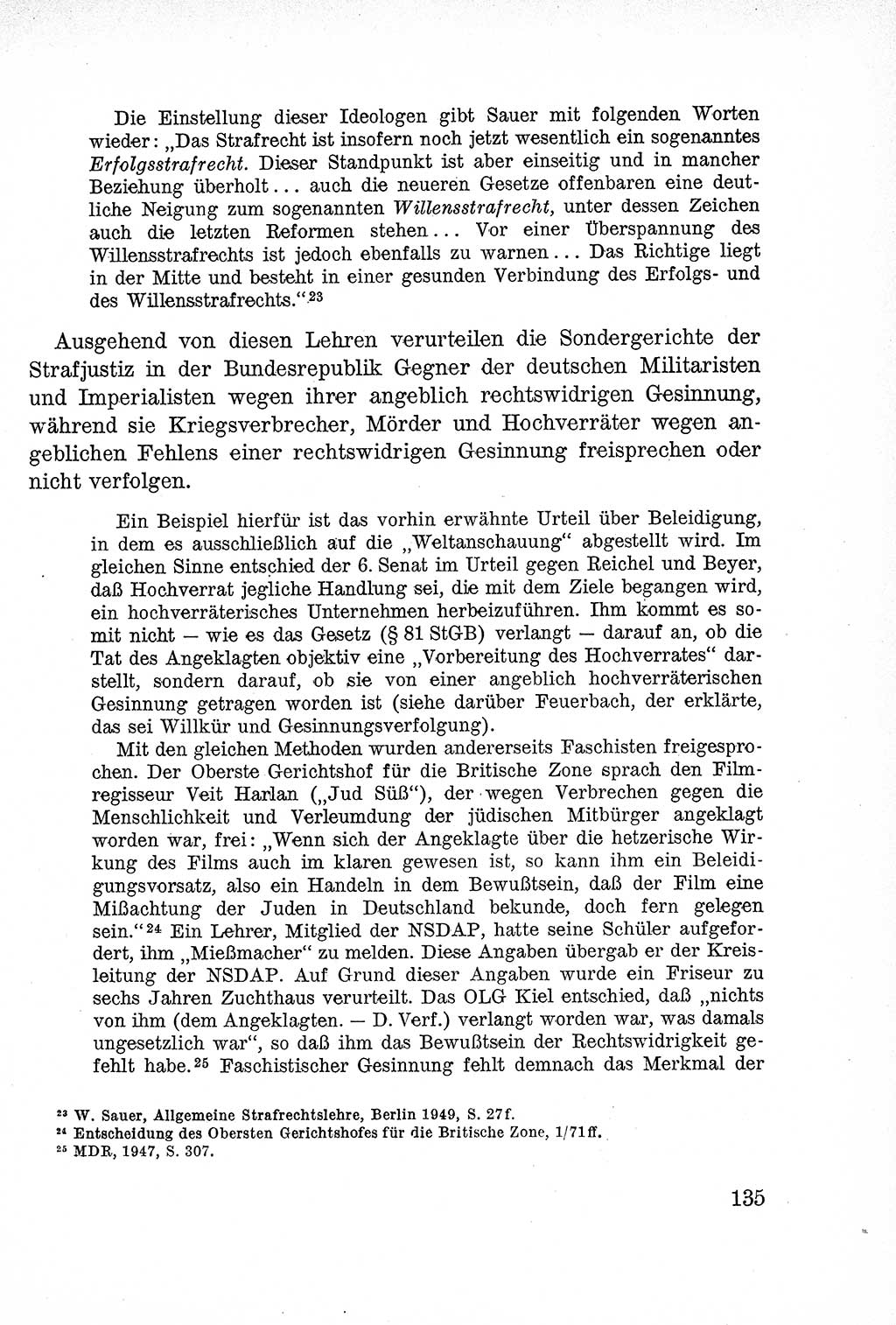 Lehrbuch des Strafrechts der Deutschen Demokratischen Republik (DDR), Allgemeiner Teil 1957, Seite 135 (Lb. Strafr. DDR AT 1957, S. 135)