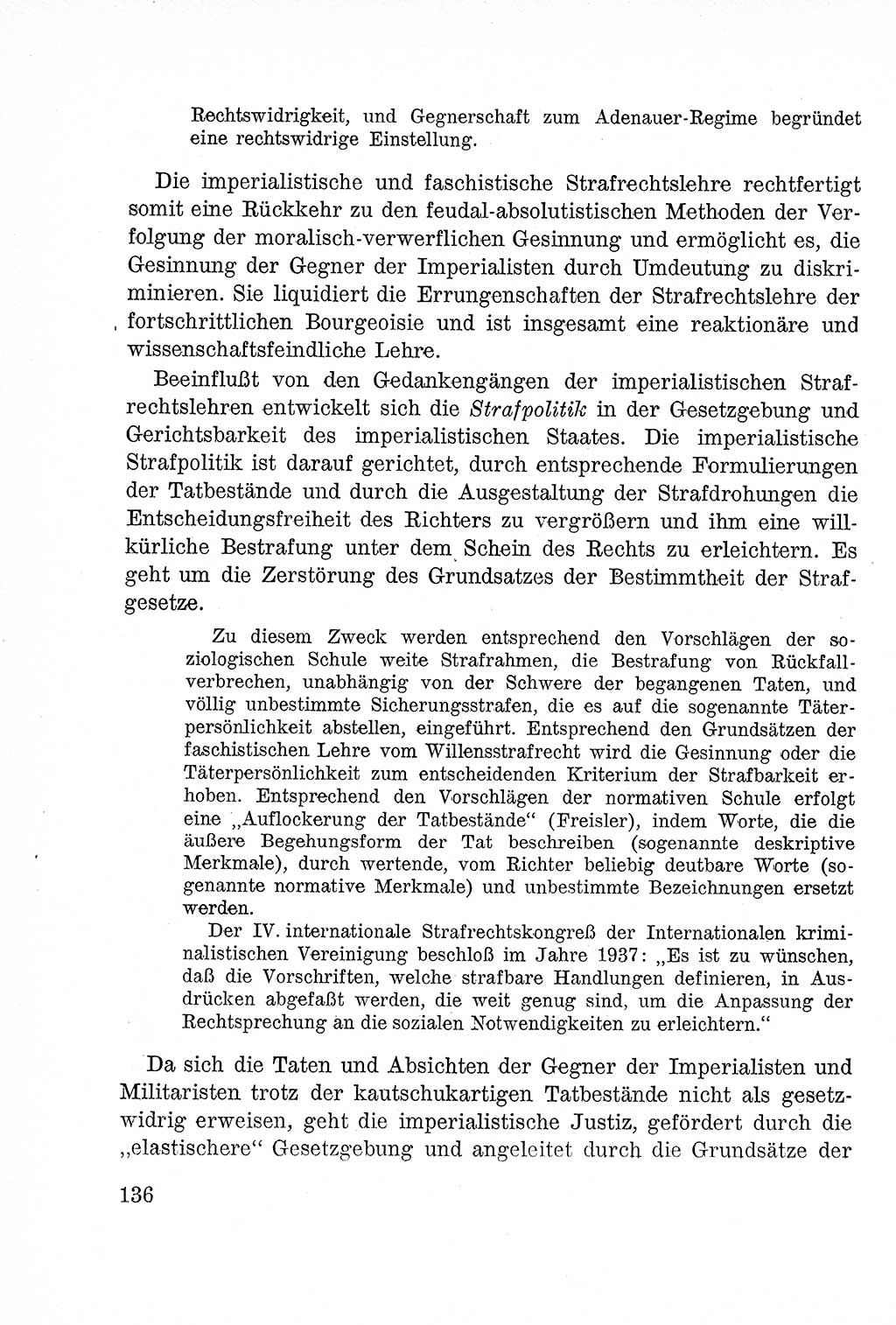 Lehrbuch des Strafrechts der Deutschen Demokratischen Republik (DDR), Allgemeiner Teil 1957, Seite 136 (Lb. Strafr. DDR AT 1957, S. 136)